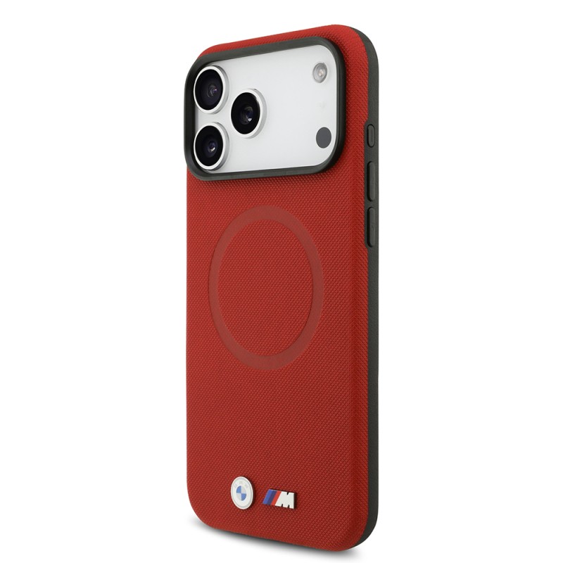 Apple iPhone 17 Pro Max Case BMW Original Licensed M-Safe Charging Feature Metal Logo Perforated M Design Leather Cover - 31