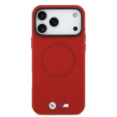 Apple iPhone 17 Pro Max Case BMW Original Licensed M-Safe Charging Feature Metal Logo Perforated M Design Leather Cover - 32