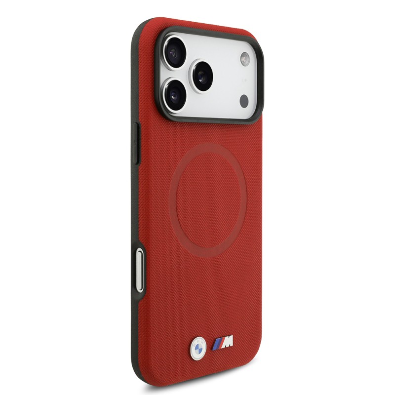 Apple iPhone 17 Pro Max Case BMW Original Licensed M-Safe Charging Feature Metal Logo Perforated M Design Leather Cover - 33