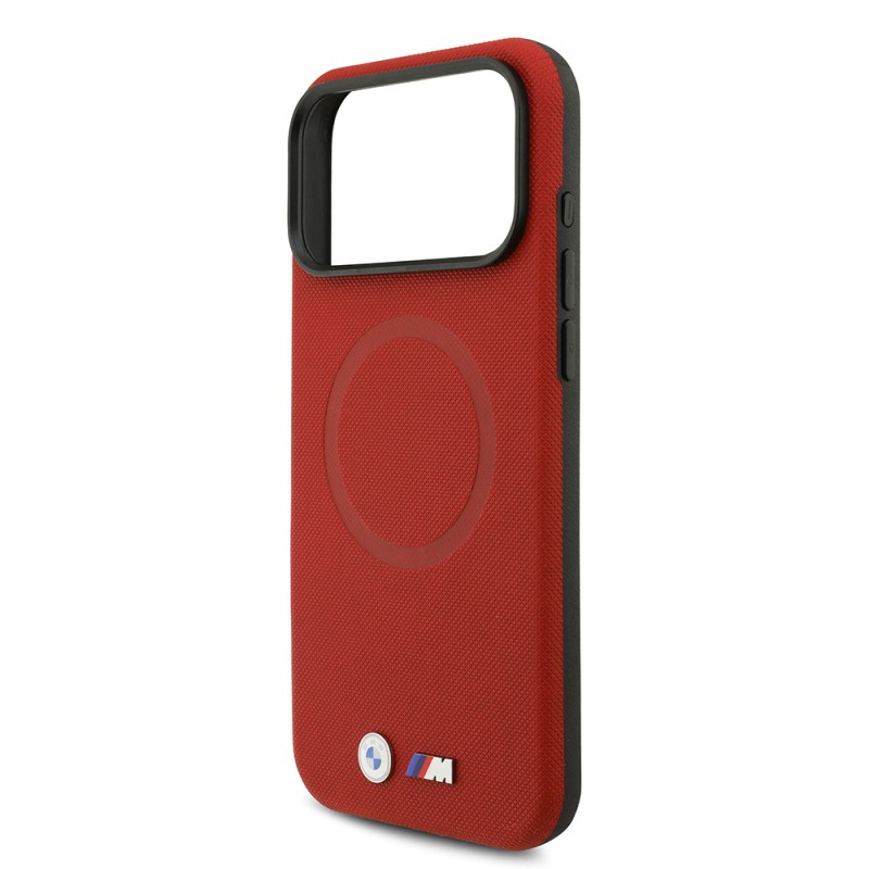 Apple iPhone 17 Pro Max Case BMW Original Licensed M-Safe Charging Feature Metal Logo Perforated M Design Leather Cover - 35