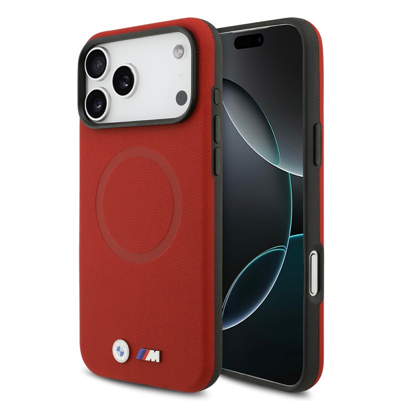 Apple iPhone 17 Pro Max Case BMW Original Licensed M-Safe Charging Feature Metal Logo Perforated M Design Leather Cover - 6