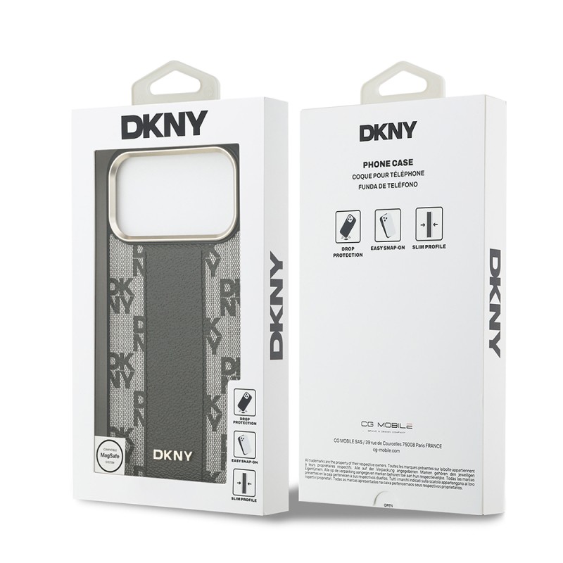 Apple iPhone 17 Pro Max Case DKNY Original Licensed M-safe Charging Feature 3D Printed Checkered Pattern Cover - 16