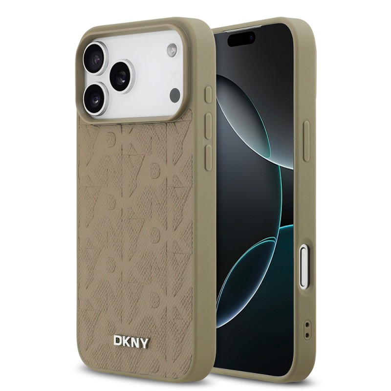 Apple iPhone 17 Pro Max Case DKNY Original Licensed M-safe Charging Feature 3D Printed Grid Pattern Cover - 3