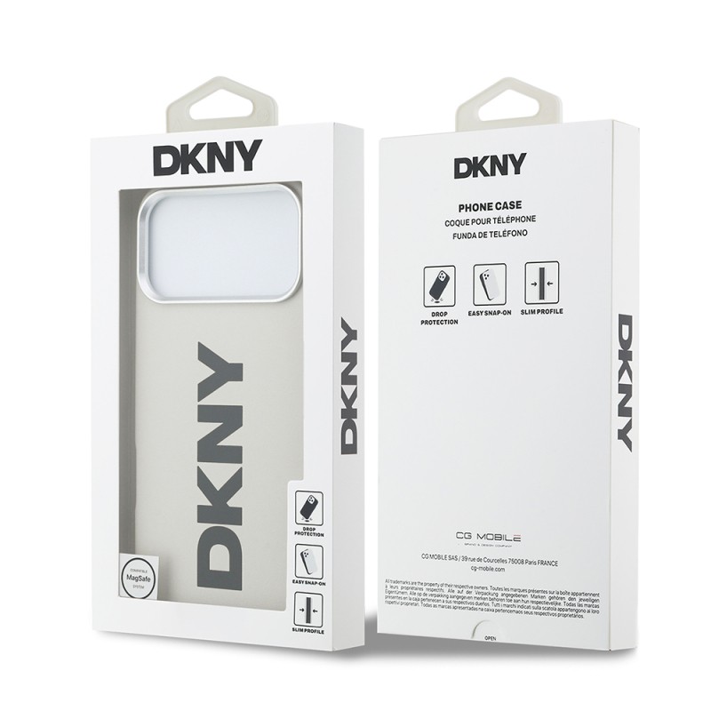 Apple iPhone 17 Pro Max Case DKNY Original Licensed M-safe Charging Feature PU Large Vertical Logo Cover - 18