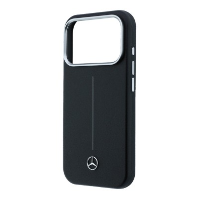 Apple iPhone 17 Pro Max Case – Genuine Licensed Mercedes-Benz – Striped Leather Cover with Metal Star Logo and MagSafe Charging Support - 6