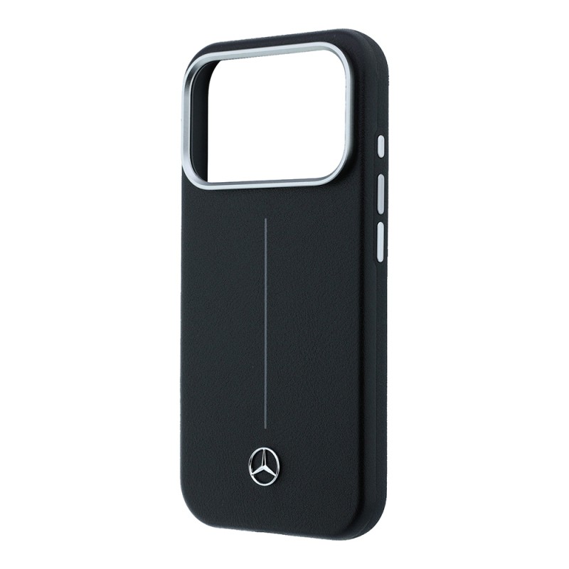 Apple iPhone 17 Pro Max Case – Genuine Licensed Mercedes-Benz – Striped Leather Cover with Metal Star Logo and MagSafe Charging Support - 6