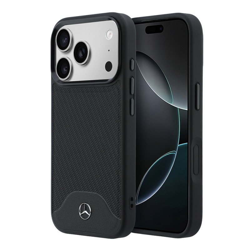 Apple iPhone 17 Pro Max Case – Genuine Mercedes-Benz Licensed – M-Safe Charging Compatible – 3D Metal Logo – Wood & Leather Texture Cover - 1