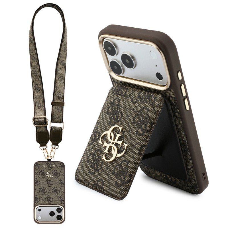 Apple iPhone 17 Pro Max Case Guess Original Licensed M-safe Charging Case with Strap and 4G Metal Logo Card Holder - 2