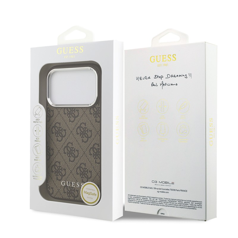 Apple iPhone 17 Pro Max Case Guess Original Licensed M-safe Charging Feature 4G Classic Text Logo Cover - 16
