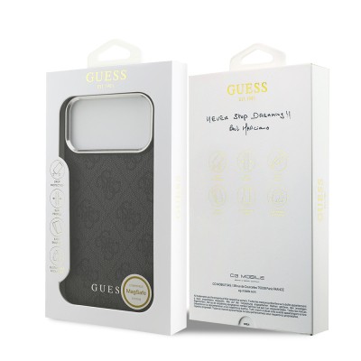 Apple iPhone 17 Pro Max Case Guess Original Licensed M-safe Charging Feature 4G Classic Text Logo Cover - 17
