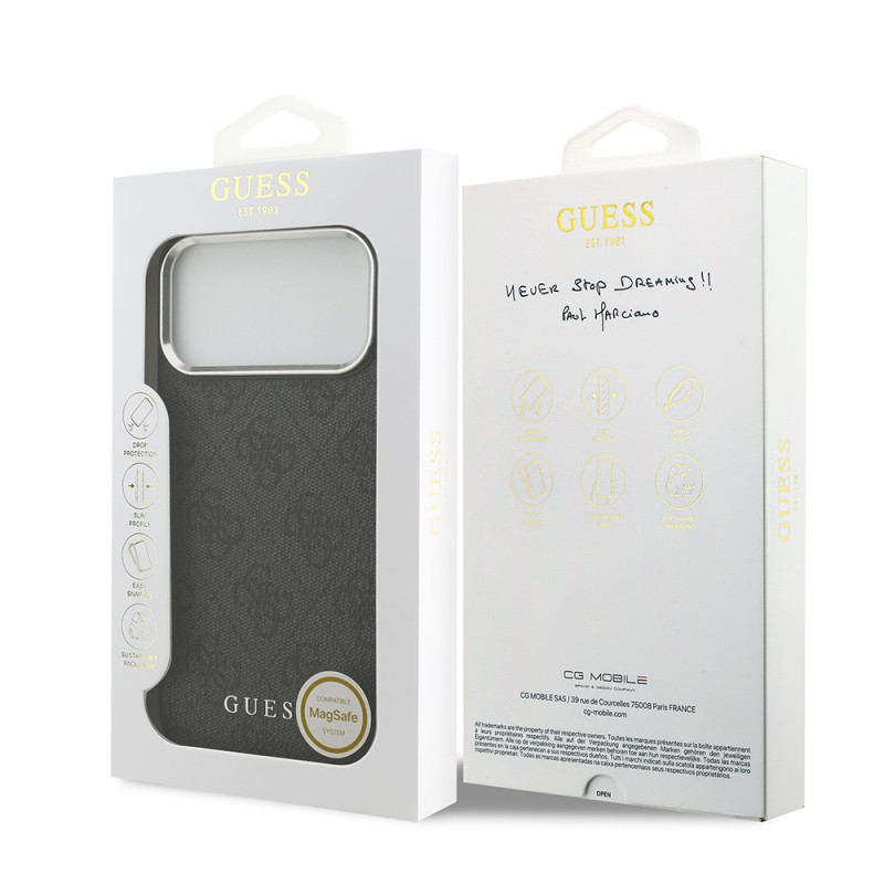 Apple iPhone 17 Pro Max Case Guess Original Licensed M-safe Charging Feature 4G Classic Text Logo Cover - 17