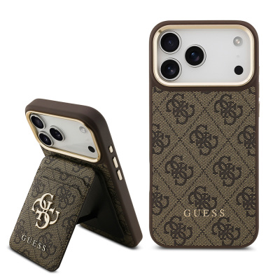 Apple iPhone 17 Pro Max Case Guess Original Licensed M-safe Charging Feature 4G Metal Large Logo Card Holder Cover - Guess