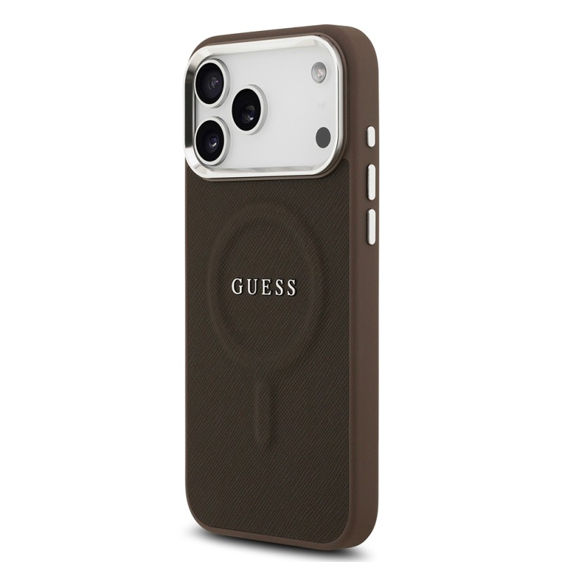 Apple iPhone 17 Pro Max Case Guess Original Licensed M-safe Charging Feature Classic Script Logo PU Leather Cover - 4
