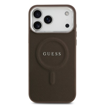 Apple iPhone 17 Pro Max Case Guess Original Licensed M-safe Charging Feature Classic Script Logo PU Leather Cover - 5