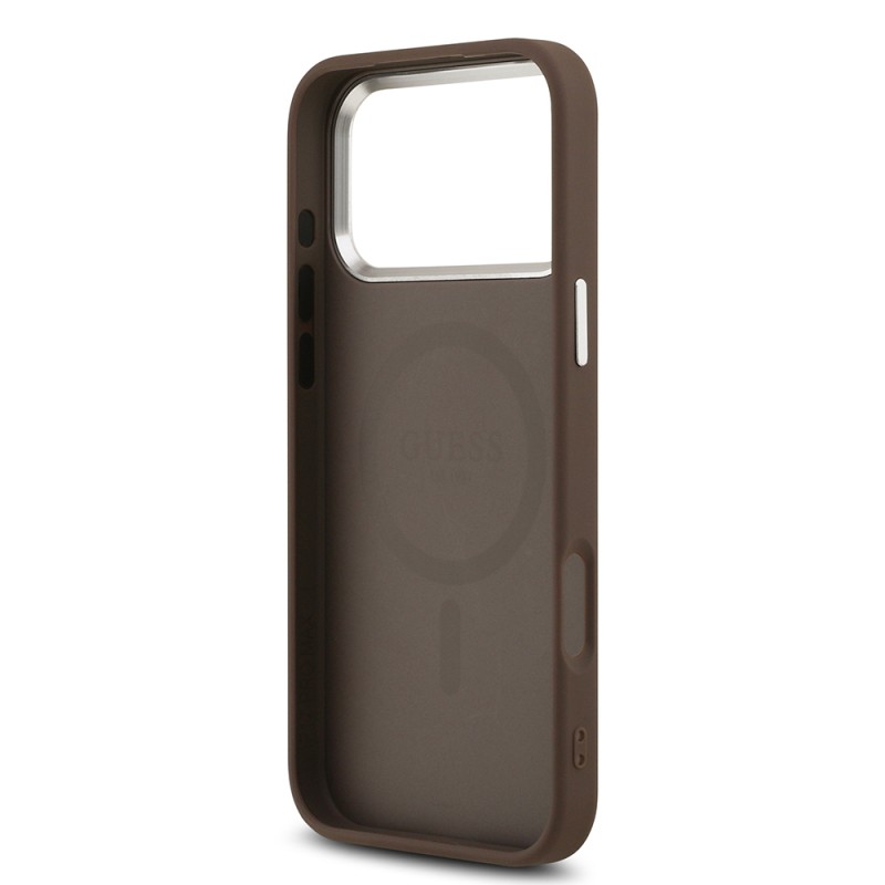 Apple iPhone 17 Pro Max Case Guess Original Licensed M-safe Charging Feature Classic Script Logo PU Leather Cover - 9