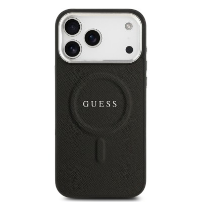 Apple iPhone 17 Pro Max Case Guess Original Licensed M-safe Charging Feature Classic Script Logo PU Leather Cover - 11