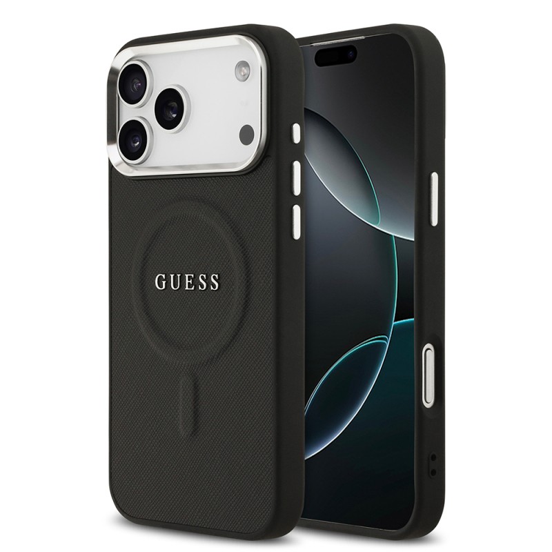 Apple iPhone 17 Pro Max Case Guess Original Licensed M-safe Charging Feature Classic Script Logo PU Leather Cover - 3