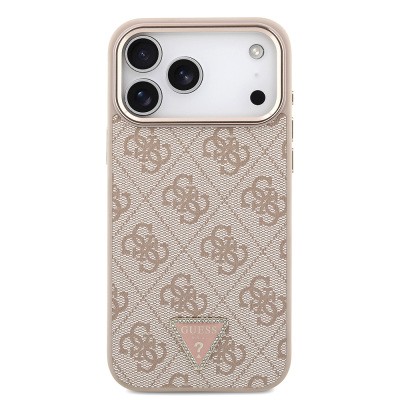 Apple iPhone 17 Pro Max Case Guess Original Licensed M-safe Charging Feature Stone Triangle Logo 4G Patterned Cover - 6
