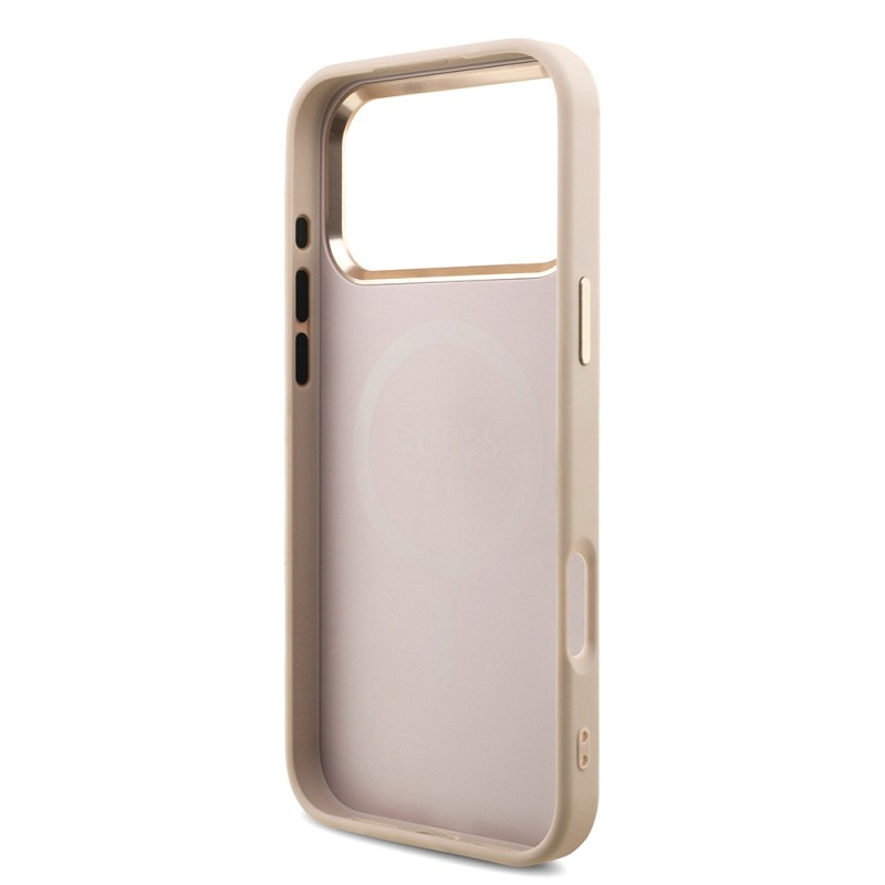 Apple iPhone 17 Pro Max Case Guess Original Licensed M-safe Charging Feature Stone Triangle Logo 4G Patterned Cover - 10