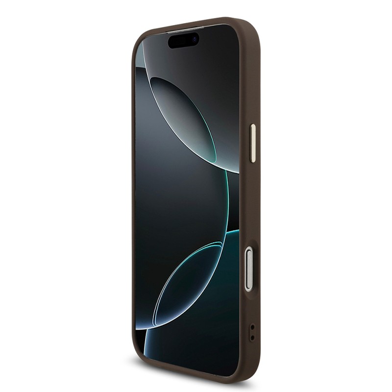 Apple iPhone 17 Pro Max Case Guess Original Licensed M-safe Charging Feature Stone Triangle Logo 4G Patterned Cover - 15