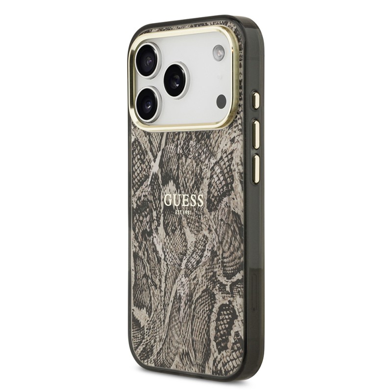 Apple iPhone 17 Pro Max Case Guess Original Licensed M-safe Charging Feature Text Logo Python Patterned Cover - 4