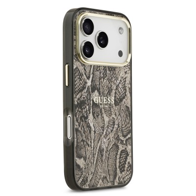 Apple iPhone 17 Pro Max Case Guess Original Licensed M-safe Charging Feature Text Logo Python Patterned Cover - 6