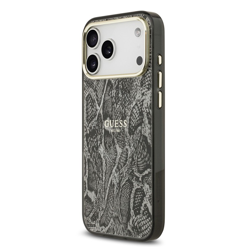 Apple iPhone 17 Pro Max Case Guess Original Licensed M-safe Charging Feature Text Logo Python Patterned Cover - 10