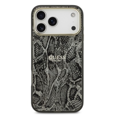 Apple iPhone 17 Pro Max Case Guess Original Licensed M-safe Charging Feature Text Logo Python Patterned Cover - 11