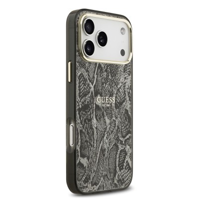 Apple iPhone 17 Pro Max Case Guess Original Licensed M-safe Charging Feature Text Logo Python Patterned Cover - 12