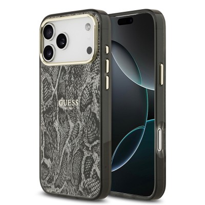 Apple iPhone 17 Pro Max Case Guess Original Licensed M-safe Charging Feature Text Logo Python Patterned Cover - 3