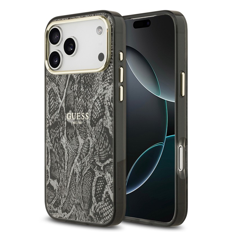 Apple iPhone 17 Pro Max Case Guess Original Licensed M-safe Charging Feature Text Logo Python Patterned Cover - 3