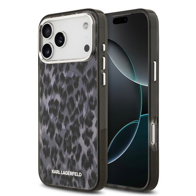 Apple iPhone 17 Pro Max Case Karl Lagerfeld Original Licensed M-Safe Charging Feature IML Leopard Print Cover - Karl Lagerfeld