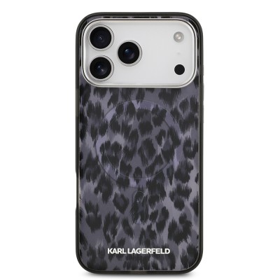 Apple iPhone 17 Pro Max Case Karl Lagerfeld Original Licensed M-Safe Charging Feature IML Leopard Print Cover - 5