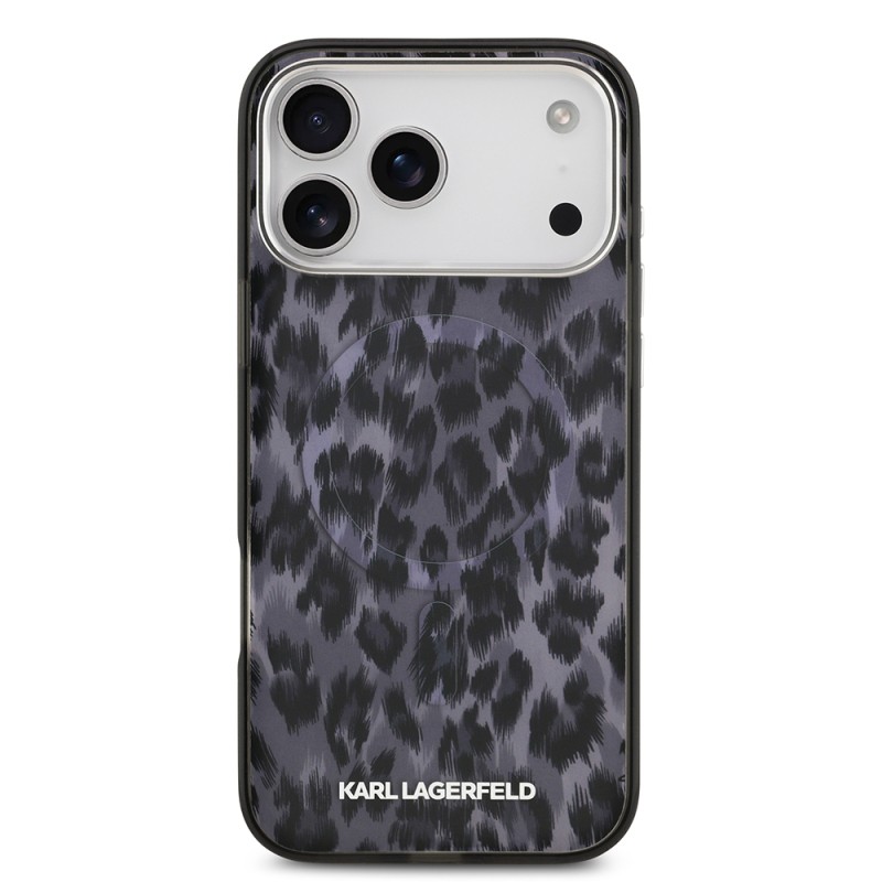 Apple iPhone 17 Pro Max Case Karl Lagerfeld Original Licensed M-Safe Charging Feature IML Leopard Print Cover - 5
