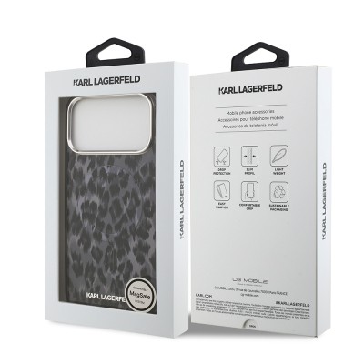 Apple iPhone 17 Pro Max Case Karl Lagerfeld Original Licensed M-Safe Charging Feature IML Leopard Print Cover - 16