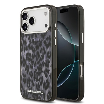 Apple iPhone 17 Pro Max Case Karl Lagerfeld Original Licensed M-Safe Charging Feature IML Leopard Print Cover - 2