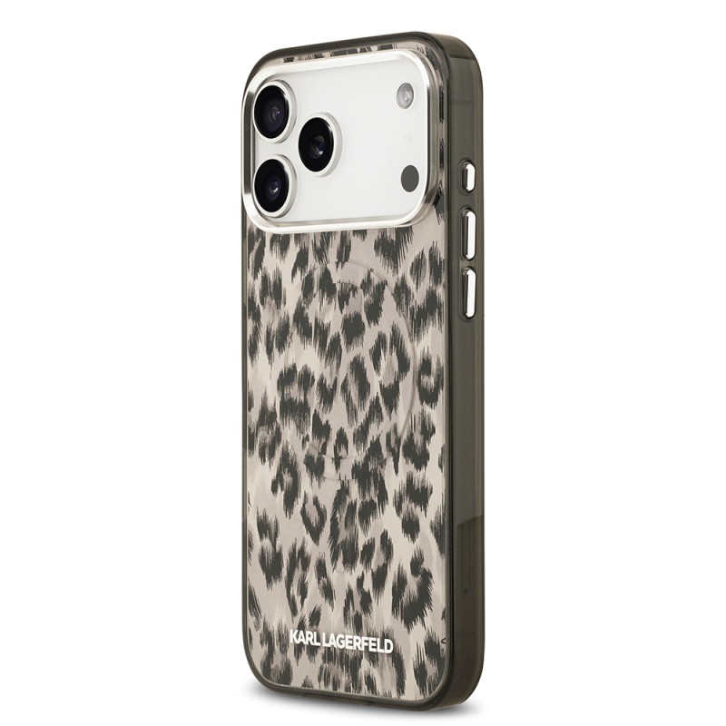 Apple iPhone 17 Pro Max Case Karl Lagerfeld Original Licensed M-Safe Charging Feature IML Leopard Print Cover - 10
