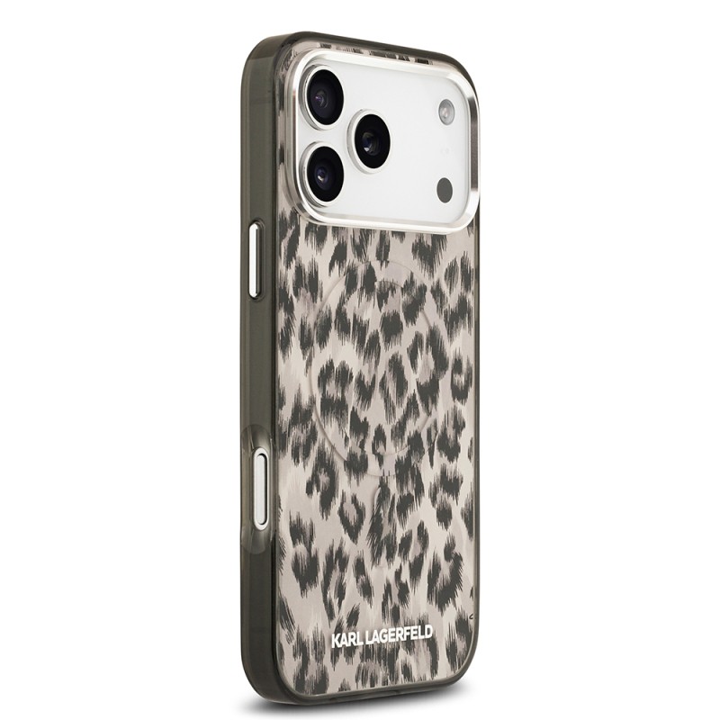 Apple iPhone 17 Pro Max Case Karl Lagerfeld Original Licensed M-Safe Charging Feature IML Leopard Print Cover - 12