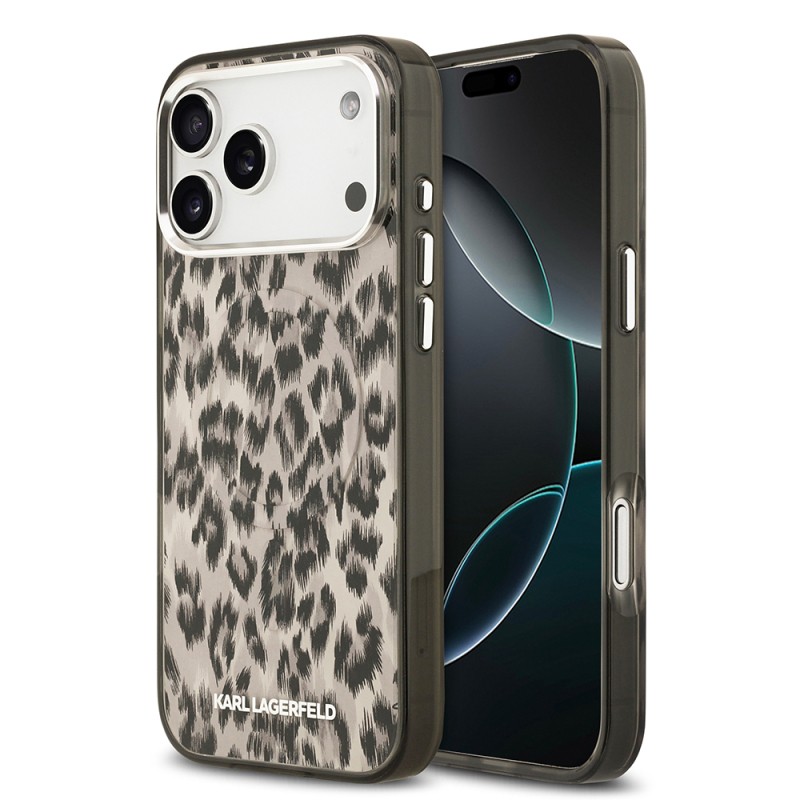 Apple iPhone 17 Pro Max Case Karl Lagerfeld Original Licensed M-Safe Charging Feature IML Leopard Print Cover - 3