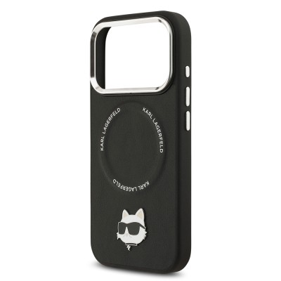 Apple iPhone 17 Pro Max Case Karl Lagerfeld Original Licensed M-Safe Charging Feature Metal Camera and Button Design Choupette PU Leather Cover - 7