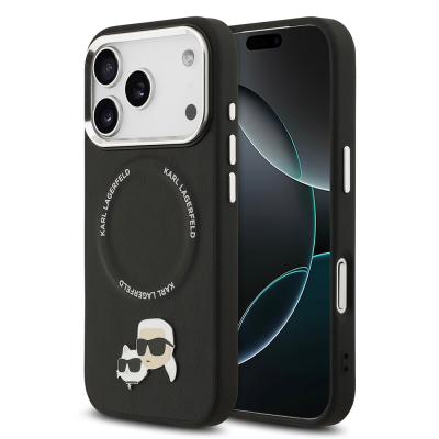 Apple iPhone 17 Pro Max Case Karl Lagerfeld Original Licensed M-Safe Charging Feature Metal Camera and Button Design K&C PU Leather Cover - Karl Lagerfeld