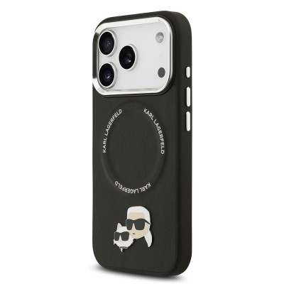 Apple iPhone 17 Pro Max Case Karl Lagerfeld Original Licensed M-Safe Charging Feature Metal Camera and Button Design K&C PU Leather Cover - 5