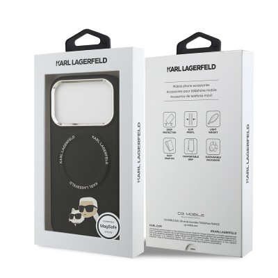 Apple iPhone 17 Pro Max Case Karl Lagerfeld Original Licensed M-Safe Charging Feature Metal Camera and Button Design K&C PU Leather Cover - 23