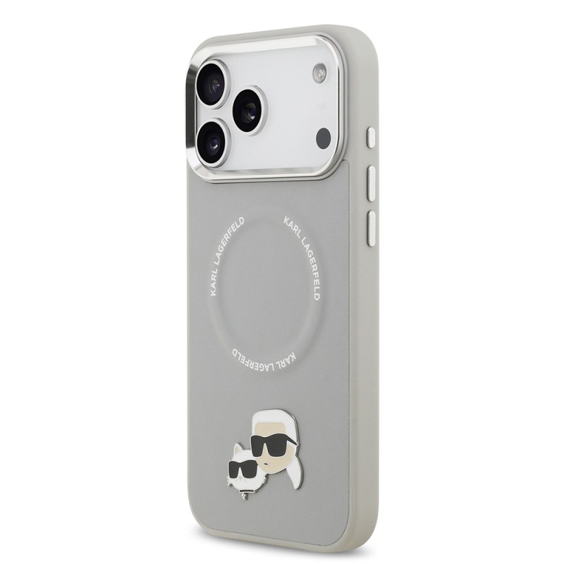 Apple iPhone 17 Pro Max Case Karl Lagerfeld Original Licensed M-Safe Charging Feature Metal Camera and Button Design K&C PU Leather Cover - 17