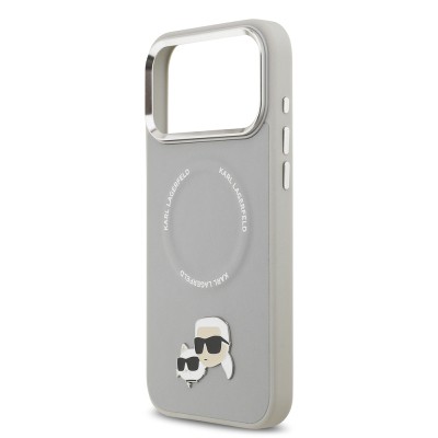 Apple iPhone 17 Pro Max Case Karl Lagerfeld Original Licensed M-Safe Charging Feature Metal Camera and Button Design K&C PU Leather Cover - 21