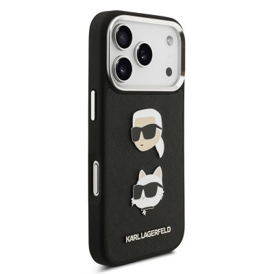 Apple iPhone 17 Pro Max Case Karl Lagerfeld Original Licensed Metal Logo K&C Heads Pin Cover - 6