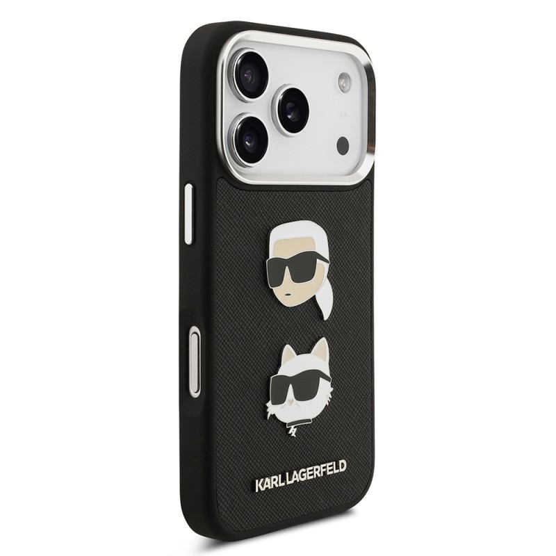 Apple iPhone 17 Pro Max Case Karl Lagerfeld Original Licensed Metal Logo K&C Heads Pin Cover - 6