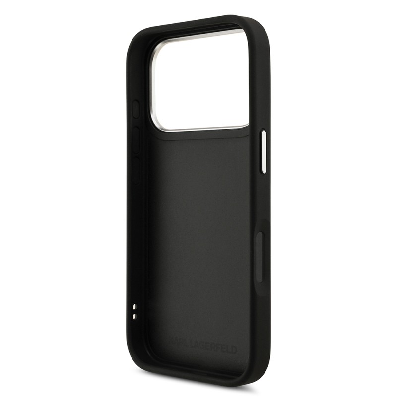 Apple iPhone 17 Pro Max Case Karl Lagerfeld Original Licensed Metal Logo K&C Heads Pin Cover - 9