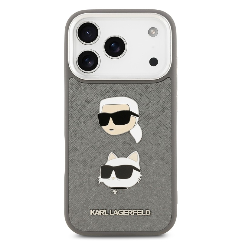 Apple iPhone 17 Pro Max Case Karl Lagerfeld Original Licensed Metal Logo K&C Heads Pin Cover - 11