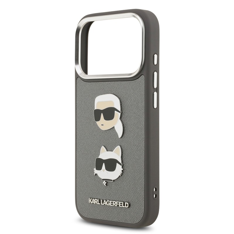 Apple iPhone 17 Pro Max Case Karl Lagerfeld Original Licensed Metal Logo K&C Heads Pin Cover - 14